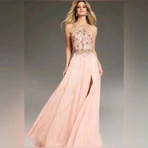 JOVANI 38509 NWT Size 2 Blush Halter Neck Prom Dress